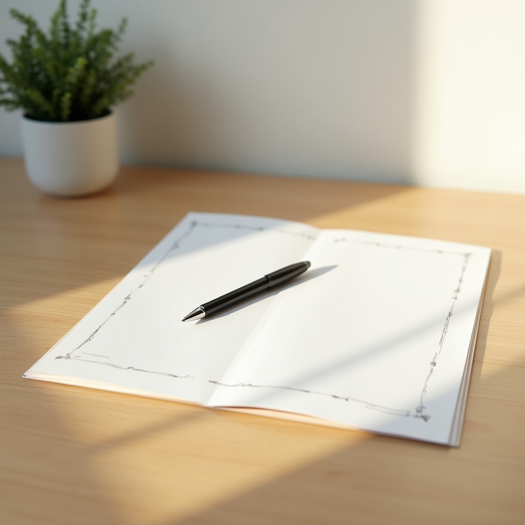 Ruhige Büroatmosphäre mit Dokumenten und einem Stift auf dem Tisch