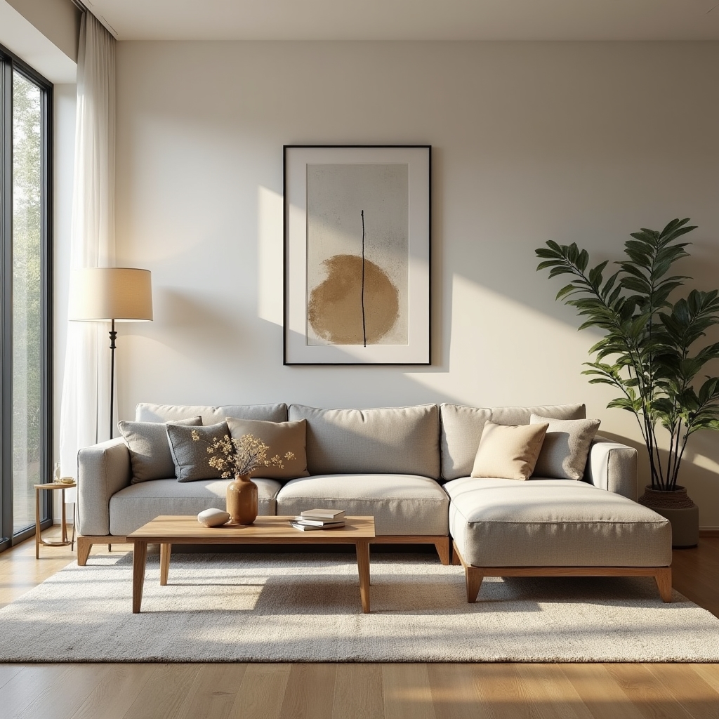 Modernes Wohnzimmer mit hochwertiger Einrichtung, die einen gestiegenen Lebensstandard symbolisiert